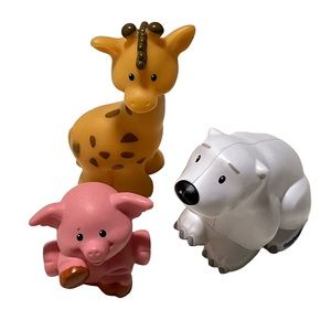 Fisher-Price Little People Animal Figures Giraffe Polar Bear and Pig Lot of 3